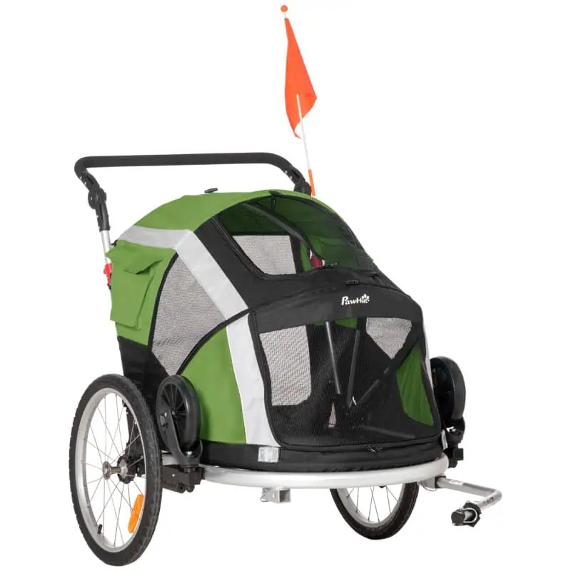 2i1 hopfällbar cykelvagn/joggingvagn 150x82x108 cm grön Hundtransport från Tildasstore.