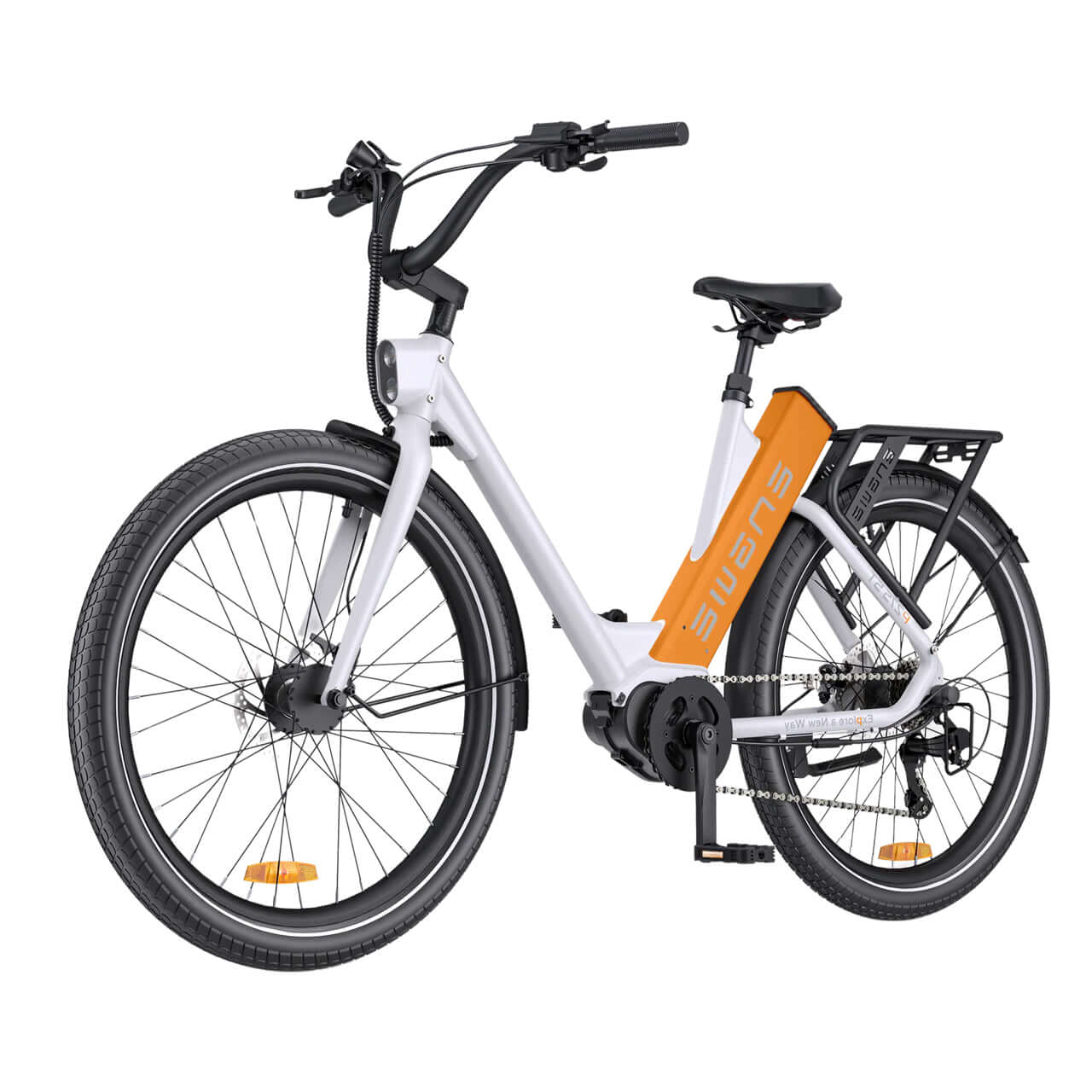 P275 ST Elcykel (25 km/h) - Vit/orange Elcykel från Elektronikhjulet.se.