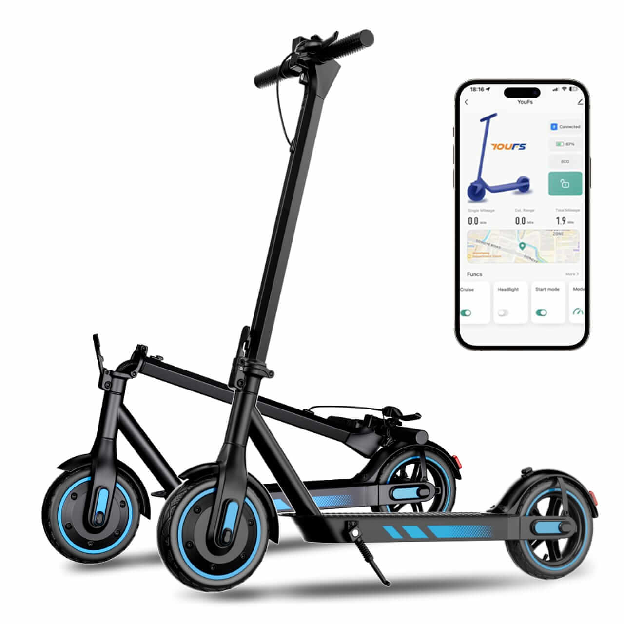 V10 Elsparkcykel (30 km/h) - Blå Elsparkcykel från Elektronikhjulet.se.