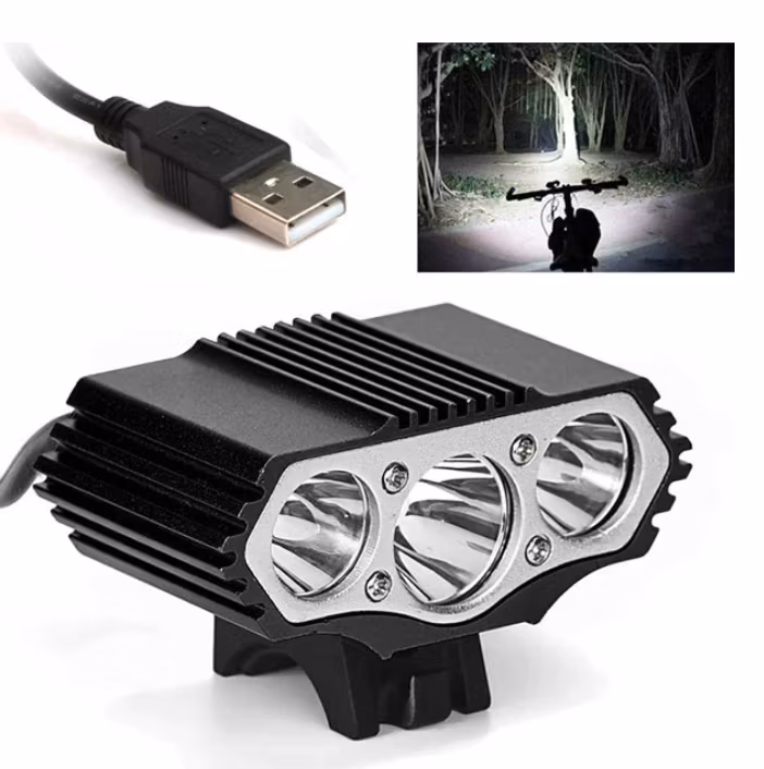 USB Uppladdningsbar Cykellampa 12 000 Lm – 3 × CREE XM-L T6